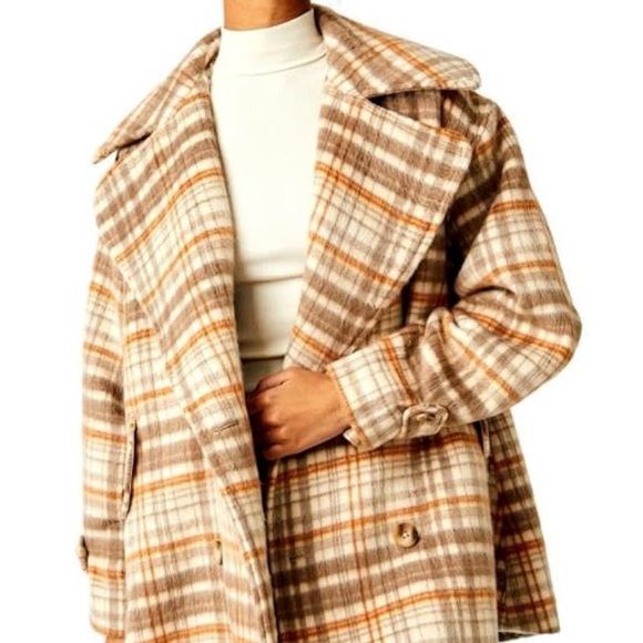 Free People Jackets & Blazers - NEW! Free People Women's Highlands Wool Peacoat, in Brown and Cream. Size L